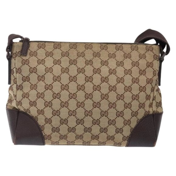GUCCI GG Canvas Shoulder Bag Beige Silver 114273 Auth gh243 - Picture 2 of 16